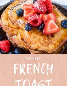A slice of French toast with berries on it